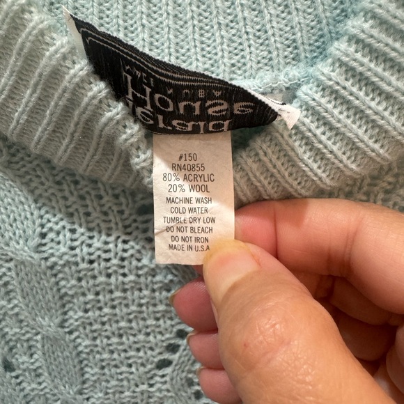Vintage Herald House Knit Sleeveless Sweater Top Vest Blue Large - Picture 6 of 6